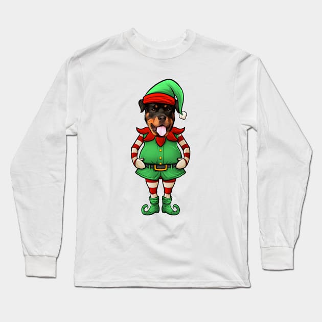 Rottweiler Christmas Elf Long Sleeve T-Shirt by whyitsme